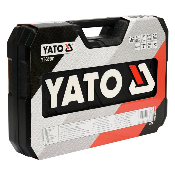 Zestaw narzędziowy YATO duży XXL 1/2" + 1/4" kpl. 122 szt
