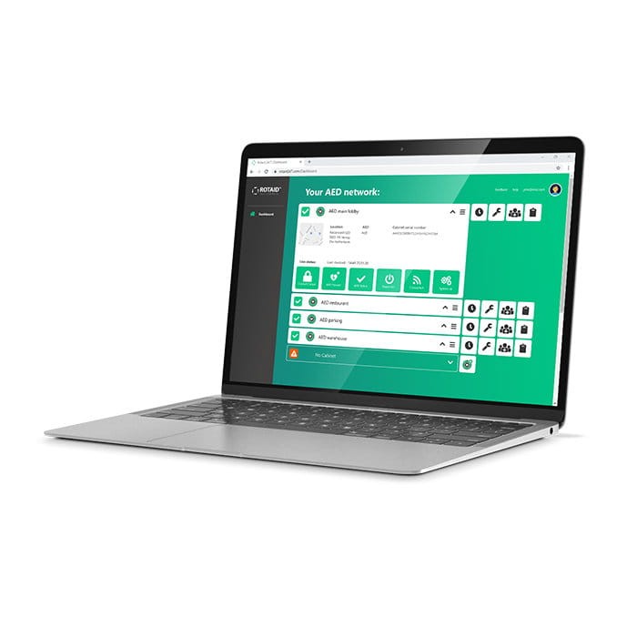Kapsuła zewnętrzna dla AED - Rotaid Transparent Green 24/7 z modułem zarządzania