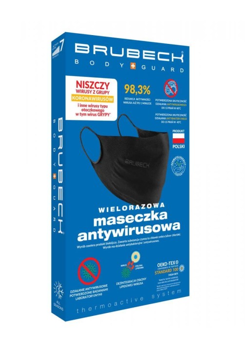 Maseczka antywirusowa BRUBECK z chlorkiem srebra - wielorazowa
