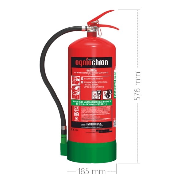 Gaśnica pianowa bez fluoru 9l GPN-9x AB/FF