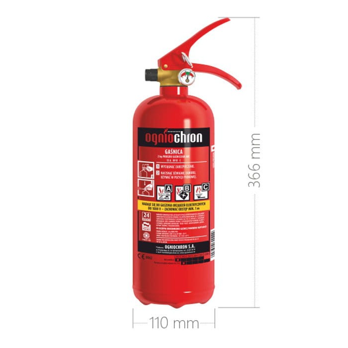 Gaśnica proszkowa 2kg GP-2x ABC/M