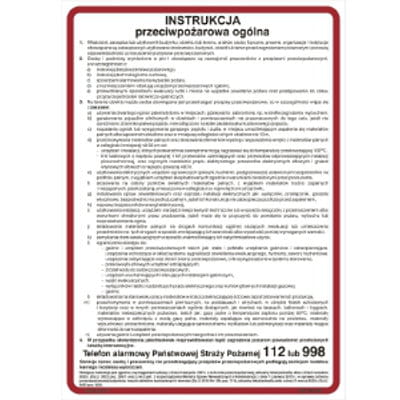 Instrukcja ppoż przeciwpożarowa ogólna - format XO 25x35 cm