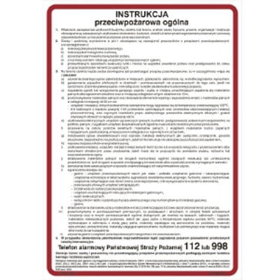 Instrukcja ppoż przeciwpożarowa ogólna - format XO 25x35 cm