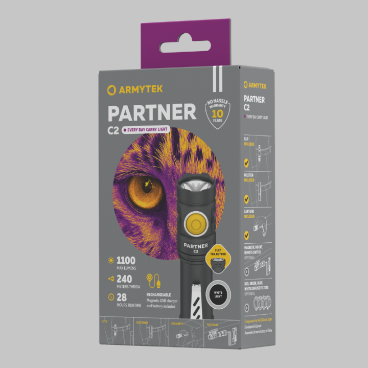 Latarka Armytek Partner C2 Magnet USB White