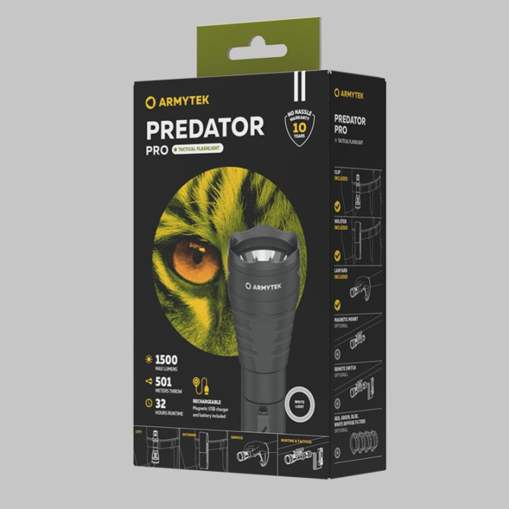 Latarka Armytek Predator Pro Magnet USB White