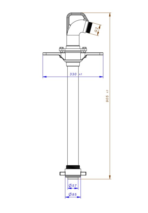 Stojak hydrantowy DN50 pojedynczy C/C (1x52)