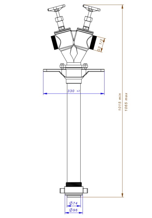 Stojak hydrantowy DN80 podwójny B/BB (2x75) z zaworami