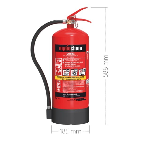 Gaśnica proszkowa 9kg GP-9x ABC/MP/E