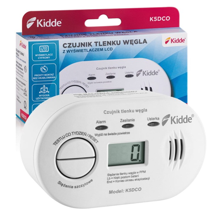 Czujnik tlenku węgla (czadu) Kidde K5DCO LCD