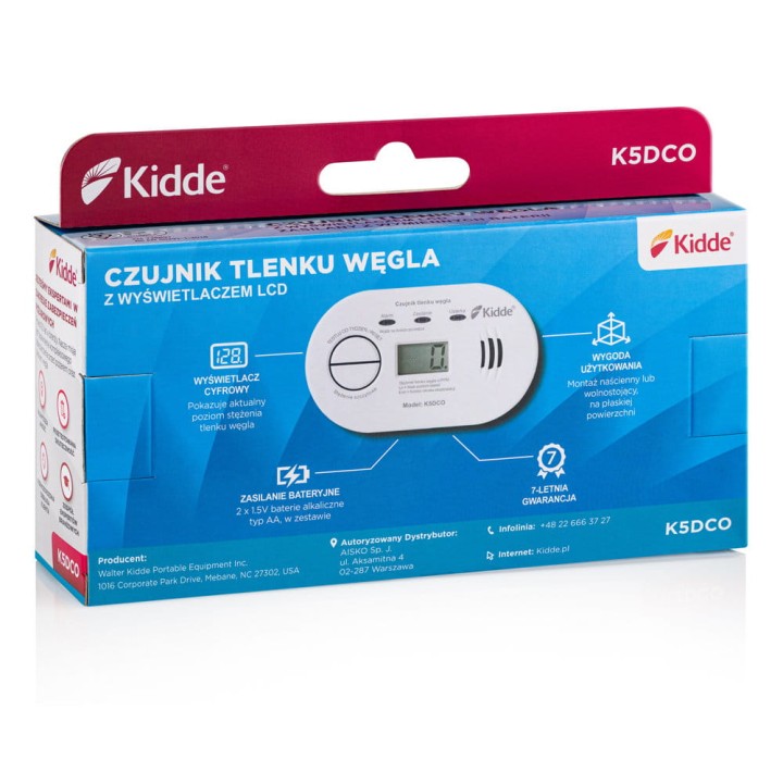 Czujnik tlenku węgla (czadu) Kidde K5DCO LCD