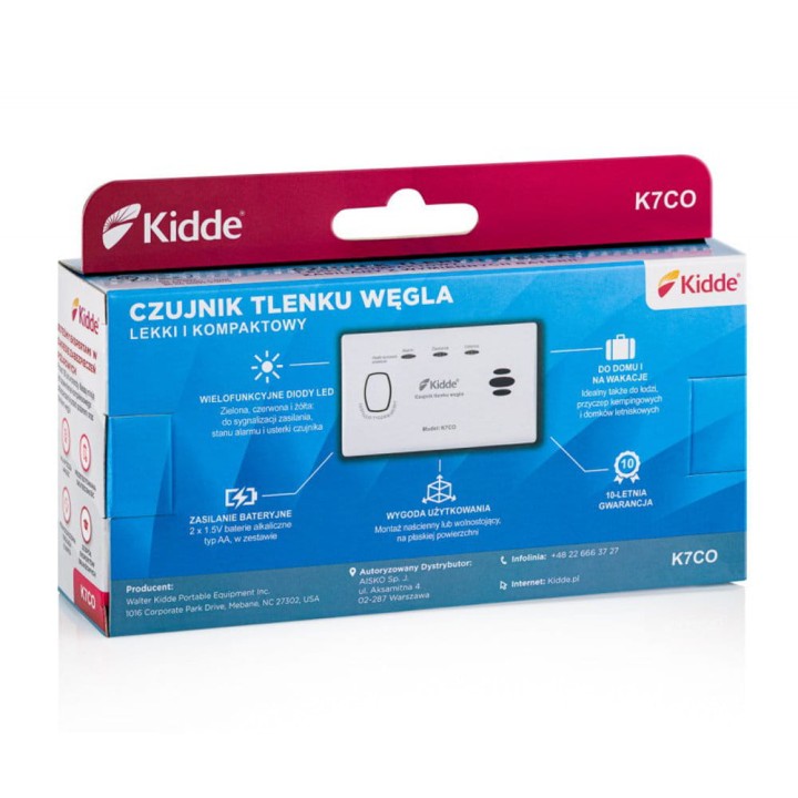 Czujnik tlenku węgla (czadu) Kidde K7CO (10 lat gw.)