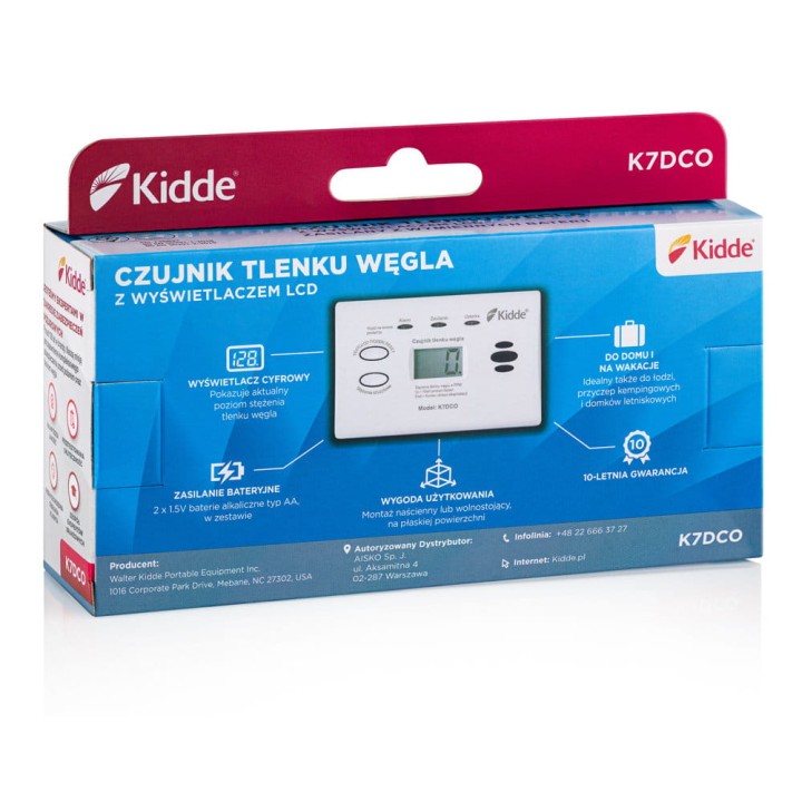 Czujnik tlenku węgla (czadu) Kidde K7DCO LCD (10 lat gw.)