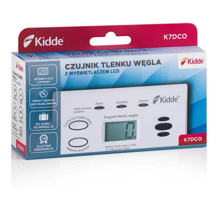 Czujnik tlenku węgla (czadu) Kidde K7DCO LCD (10 lat gw.)