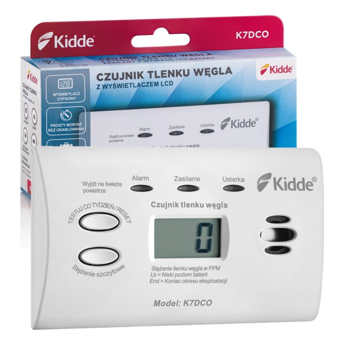 Czujnik tlenku węgla (czadu) Kidde K7DCO LCD (10 lat gw.)