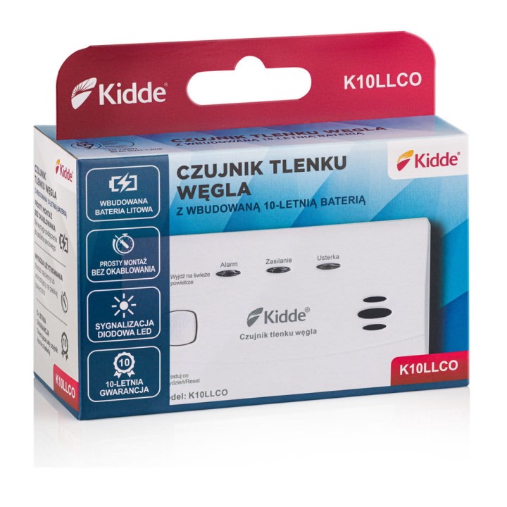 Czujnik tlenku węgla (czadu) Kidde K10LLCO (10 lat gw.)