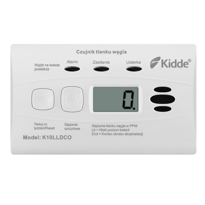 Czujnik tlenku węgla (czadu) Kidde K10LLDCO LCD (10 lat gw.)