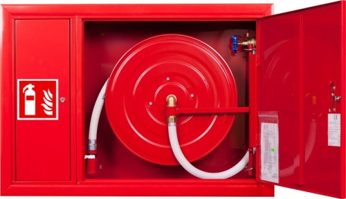 Hydrant wewnętrzny W-25/30G wnękowy (podtynkowy) z wężem półsztywnym 25mm dł. 30m i miejscem na gaśnicę