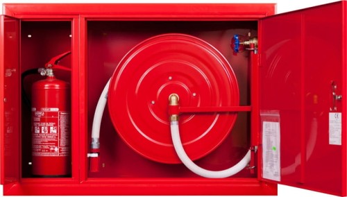 Hydrant wewnętrzny W-25/20G wnękowy (podtynkowy) z wężem półsztywnym 25mm dł. 20m i miejscem na gaśnicę