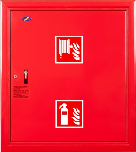 Hydrant wewnętrzny W25/20G wertykalny, wnękowy (podtynkowy) z wężem półsztywnym 25mm dł. 20m i miejscem na gaśnicę
