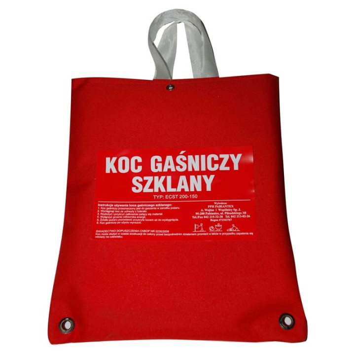 Koc gaśniczy szklany 1,8x1,2 m, ECST 100, PN-EN 1869:2019